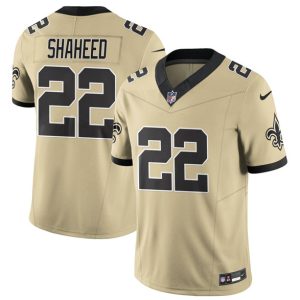 Men's New Orleans Saints #22 Rashid Shaheed Gold 2025 F.U.S.E. Alternate Jersey