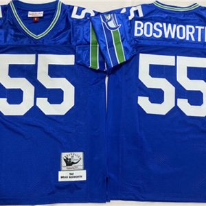 Men's Seattle Seahawks #55 Brian Bosworth Royal Throwback Football Stitched Jersey