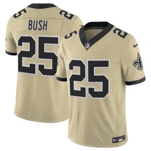 Men's New Orleans Saints #25 Reggie Bush Gold 2025 F.U.S.E. Alternate Jersey