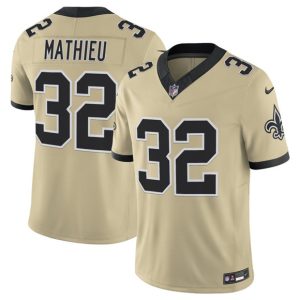 Men's New Orleans Saints #32 Tyrann Mathieu Gold 2025 F.U.S.E. Alternate Jersey