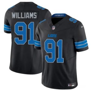 Men's Detroit Lions #91 Tyleik Williams Black 2025 Draft F.U.S.E. Jersey