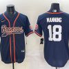 Men's Denver Broncos #18 Peyton Manning Navy Cool Base Stitched Baseball Jersey