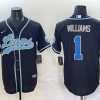 Men's Detroit Lions #1 Jameson Williams Black Stitched Baseball Jersey