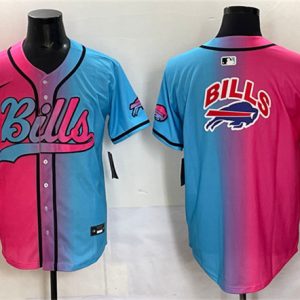 Men's Buffalo Bills Team Big Logo Pink Blue  Jersey