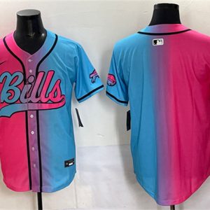 Men's Buffalo Bills Blank Pink Blue  Jersey