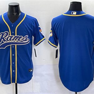 Men's Los Angeles Rams Blank Royal Cool Base Stitched Baseball Jersey