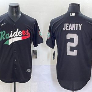 Men's Las Vegas Raiders #2 Ashton Jeanty Black Mexico Cool Base Stitched Baseball Jersey