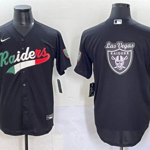 Men's Las Vegas Raiders Team Big Logo Black Mexico Cool Base Stitched Baseball Jersey