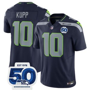 Men's Seattle Seahawks #10 Cooper Kupp Navy 2025 F.U.S.E. 50th Anniversary Patch Jersey