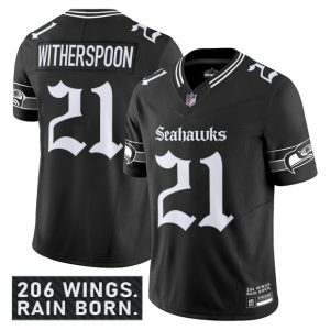Men's Seattle Seahawks #21 Devon Witherspoon Black 2025 F.U.S.E. 'Gothic Rain City Shadows Edition' Jersey