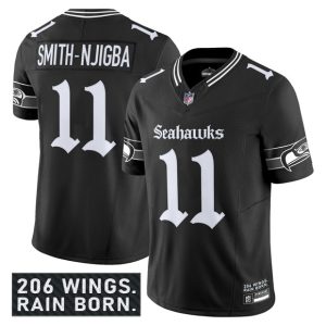 Men's Seattle Seahawks #11 Jaxon Smith-Njigba Black 2025 F.U.S.E. 'Gothic Rain City Shadows Edition' Jersey