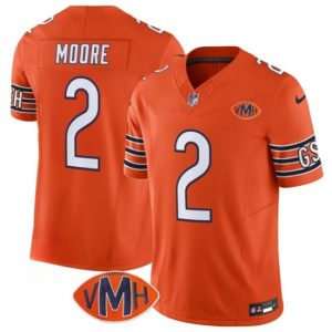 Men's Chicago Bears #2 D.J. Moore Orange 2025 F.U.S.E. With VMH Patch  Jersey
