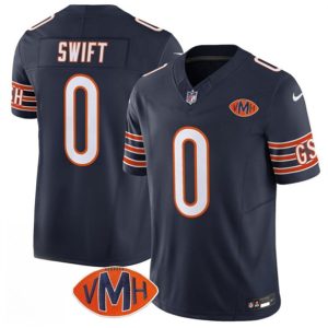 Men's Chicago Bears #0 D'Andre Swift Navy 2025 F.U.S.E. With VMH Patch  Jersey