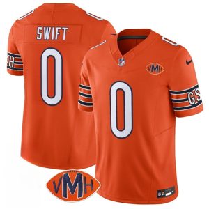 Men's Chicago Bears #0 D'Andre Swift Orange 2025 F.U.S.E. With VMH Patch  Jersey