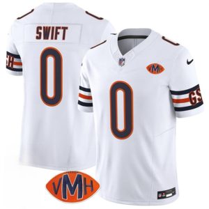 Men's Chicago Bears #0 D'Andre Swift White 2025 F.U.S.E. With VMH Patch  Jersey