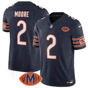 Men's Chicago Bears #2 D.J. Moore Navy 2025 F.U.S.E. With VMH Patch  Jersey