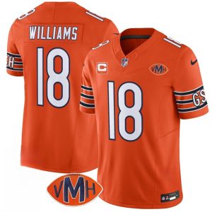 Men's Chicago Bears #18 Caleb Williams Orange 2025 F.U.S.E. With 1-Star C Patch And VMH Patch  Jersey