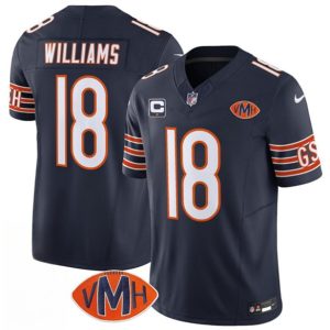 Men's Chicago Bears #18 Caleb Williams Navy 2025 F.U.S.E. With 1-Star C Patch And VMH Patch  Jersey