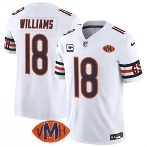 Men's Chicago Bears #18 Caleb Williams White 2025 F.U.S.E. With 1-Star C Patch And VMH Patch  Jersey