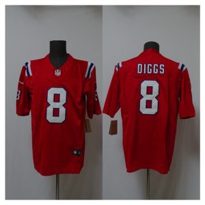 Men's New England Patriots #8 Stefon Diggs Red 2025 Vapor Limited Stitched Jersey