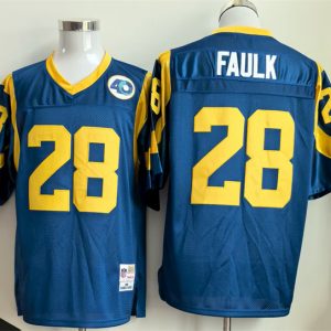 Men's Los Angeles Rams #28 Marshall Faulk Royal Throwback Football Stitched Jersey
