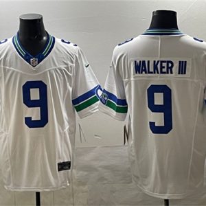 Men's Seattle Seahawks #9 Kenneth Walker III White F.U.S.E. Throwback Jersey