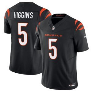 Men's Cincinnati Bengals #5 Tee Higgins Black F.U.S.E.  Jersey