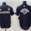 Men's Las Vegas Raiders Team Big Logo Black With Nevada Silver Stat Patch And 65th Anniversary Patch 3-Star C Patch Stitched Baseball Jersey