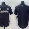 Men's Las Vegas Raiders Blank Black With Nevada Silver Stat Patch And 65th Anniversary Patch 3-Star C Patch Stitched Baseball Jersey