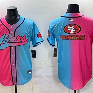Men's San Francisco 49ers Team Big Logo Pink Blue  Jersey