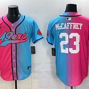 Men's San Francisco 49ers #23 Christian McCaffrey Pink Blue  Jersey