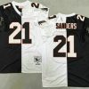 Men's Atlanta Falcons #21 Deion Sanders Black White Split 1992 Throwback Jersey