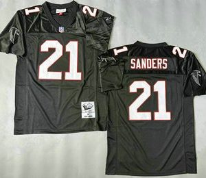 Men's Atlanta Falcons #21 Deion Sanders Black 1992 Throwback Jersey