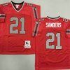 Men's Atlanta Falcons #21 Deion Sanders Red Grey 1992 Throwback Jersey