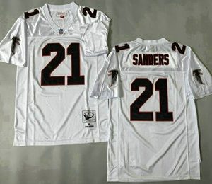 Men's Atlanta Falcons #21 Deion Sanders White 1992 Throwback Jersey