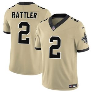 Men's New Orleans Saints #2 Spencer Rattler Gold 2025 F.U.S.E. Alternate Jersey
