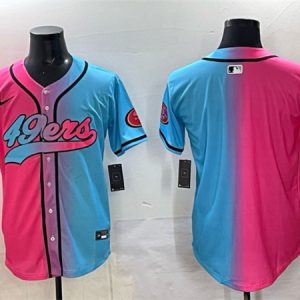 Men's San Francisco 49ers Blank Pink Blue  Jersey