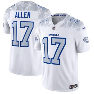 Men's Buffalo Bills #17 Josh Allen White 2025 F.U.S.E. ?Rivalries? Jersey