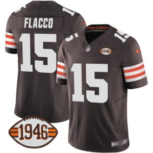 Men's Cleveland Browns #15 Joe Flacco Brown 2025 F.U.S.E. With 1946 75th Anniversary Patch Jersey