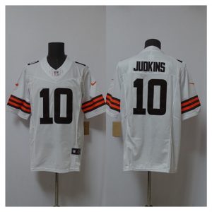 Men's Cleveland Browns #10 Quinshon Judkins White 2025 Draft F.U.S.E. Jersey