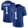 Men's New York Giants #1 Malik Nabers Blue 2024 Draft F.U.S.E.  Jersey