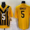 Men's Pittsburgh Steelers #5 Jalen Ramsey Gold 1933 Throwback Alternate Football Stitched Game Jersey