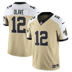 Men's New Orleans Saints #12 Chris Olave Gold White Alternate 2025 F.U.S.E. Jersey