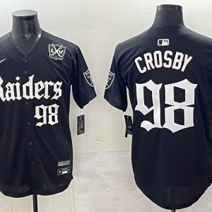 Men's Las Vegas Raiders #98 Maxx Crosby Black 'Gothic Sin City Shadows Edition' With 65th Anniversary Patch Vapor  Jersey