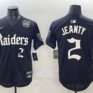 Men's Las Vegas Raiders #2 Ashton Jeanty Black 'Gothic Sin City Shadows Edition' With 65th Anniversary Patch Vapor  Jersey