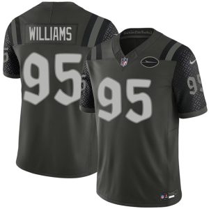 Men's New York Jets #95 Quinnen Williams Black 2025 F.U.S.E. ?Rivalries? Jersey
